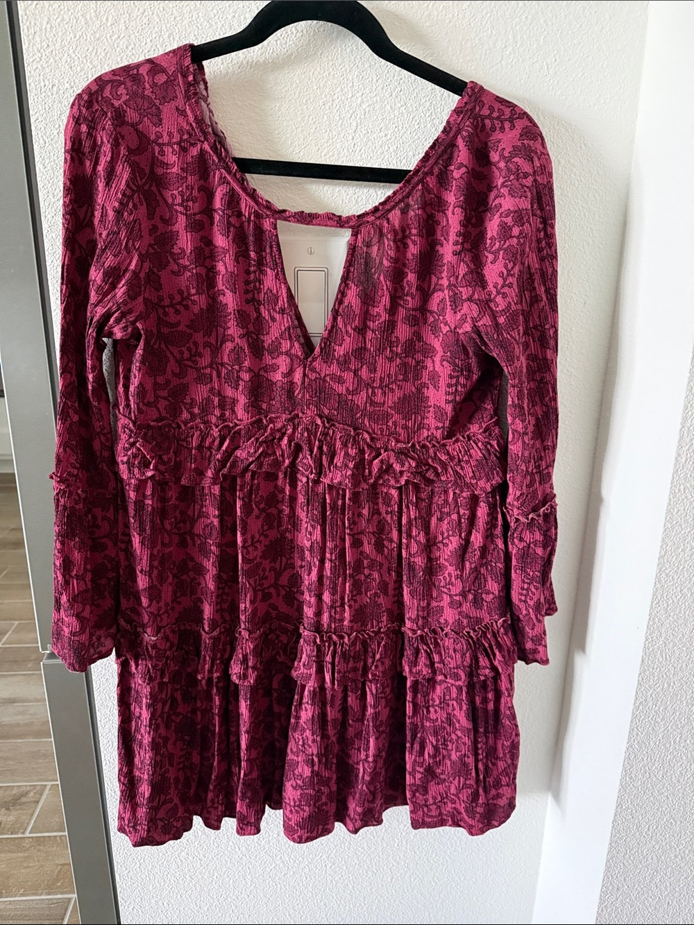 AE Bohemian Berry-Pink Tiered Tunic Dress
